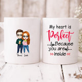 Couple Cute Chibi - " My Heart Is Perfect Because You Are Inside " Personalized Mug - VIEN-CML-20220223-01