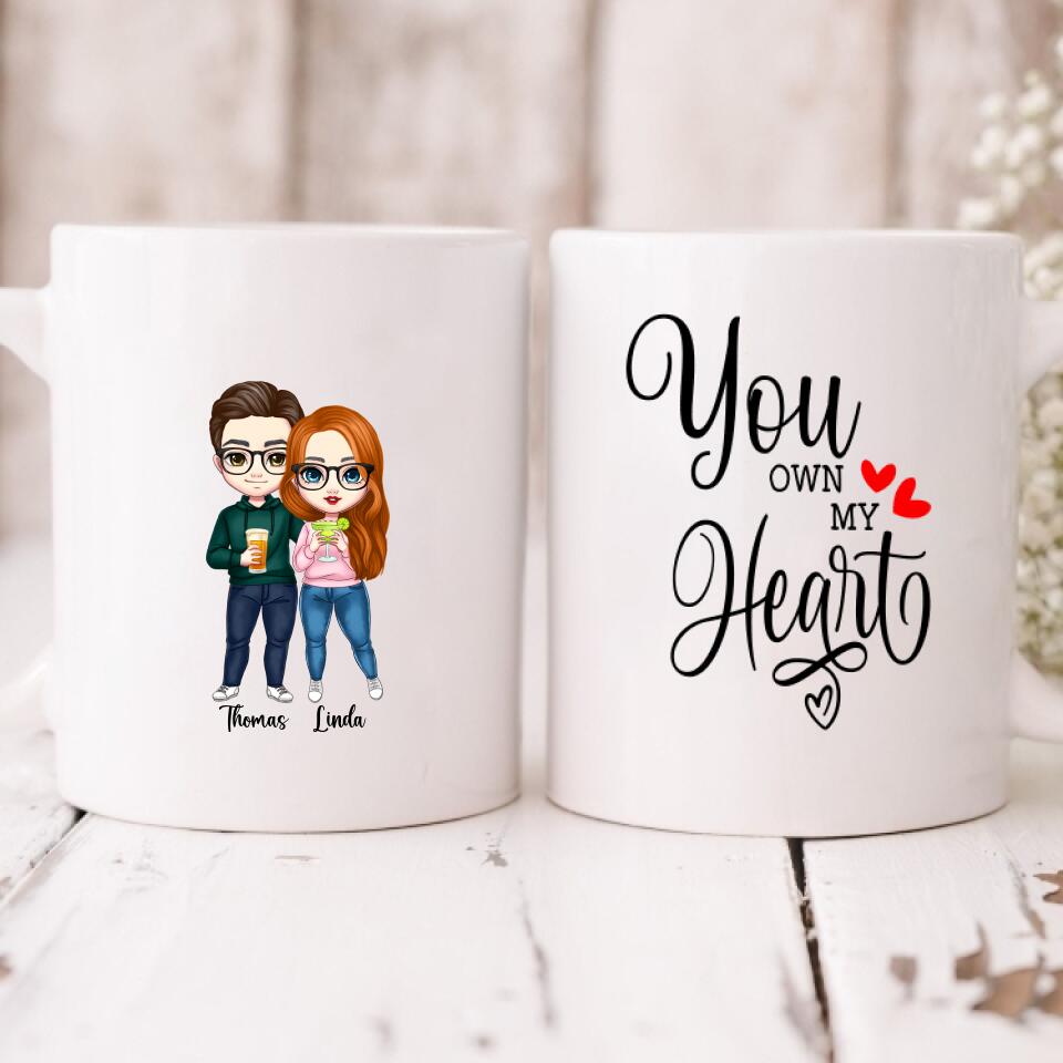 Couple Cute Chibi - " You Own My Heart " Personalized Mug - VIEN-CML-20220223-01
