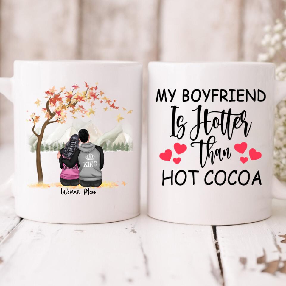 Autumn Couple -  " My Boyfriend Is Hotter Than Hot Cocoa " Personalized Mug - NGUYEN-CML-20220115-01