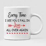 Christmas Couple - " Every Time I See You I Fall In Love All Over Again " Personalized Mug - NGUYEN-CML-20220111-02