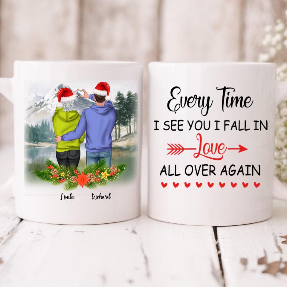 Winter Couples - " Every Time I See You I Fall In Love All Over Again " Personalized Mug - CUONG-CML-20220107-01