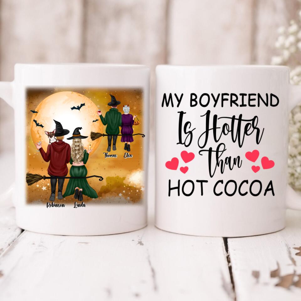 Halloween Couple - " My Boyfriend Is Hotter Than Hot Cocoa " Personalized Mug - VIEN-CML-20220221-02