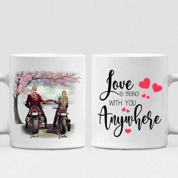 Couple Motorcycle - " Love Is Being With You Anywhere " Personalized Mug - VIEN-CML-20220106-03