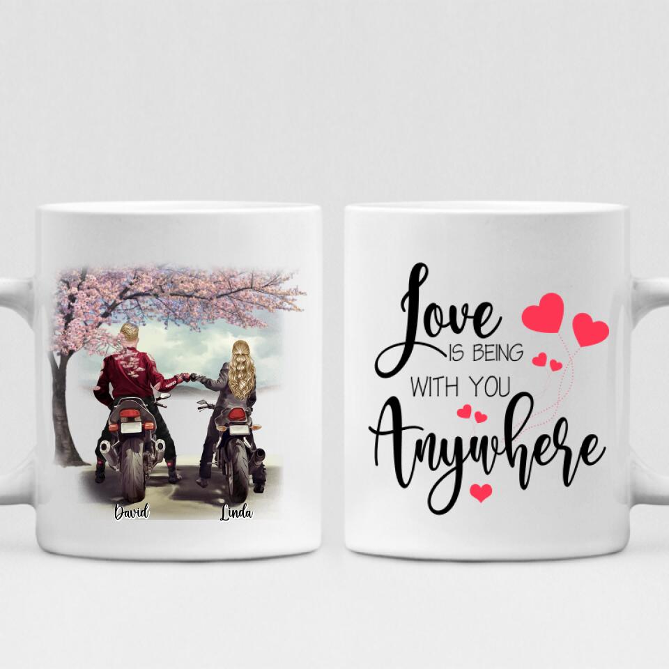 Couple Motorcycle - " Love Is Being With You Anywhere " Personalized Mug - VIEN-CML-20220106-03
