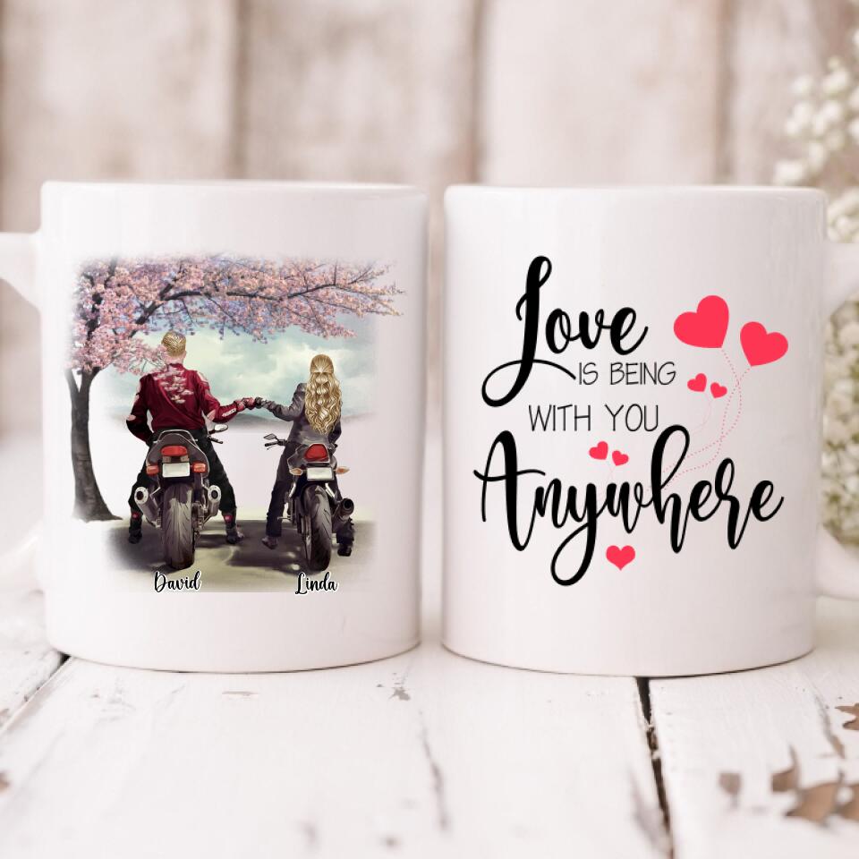 Couple Motorcycle - " Love Is Being With You Anywhere " Personalized Mug - VIEN-CML-20220106-03