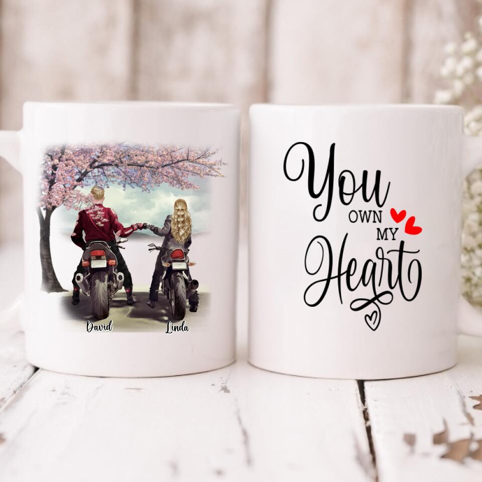 Couple Motorcycle - " You Own My Heart " Personalized Mug - VIEN-CML-20220106-03