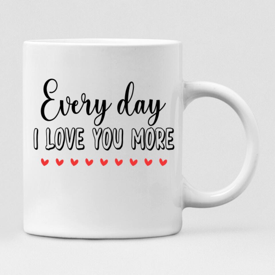 Cute Couple Chibi - " Every Day I Love You More " Personalized Mug - VIEN-CML-20220225-02