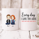 Cute Couple Chibi - " Every Day I Love You More " Personalized Mug - VIEN-CML-20220225-02