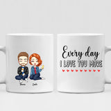 Cute Couple Chibi - " Every Day I Love You More " Personalized Mug - VIEN-CML-20220225-02