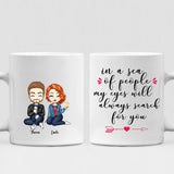 Cute Couple Chibi - " In A Sea Of People My Eyes Will Always Search For You " Personalized Mug - VIEN-CML-20220225-02