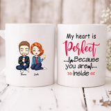 Cute Couple Chibi - " My Heart Is Perfect Because You Are Inside " Personalized Mug - VIEN-CML-20220225-02