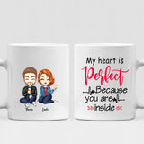 Cute Couple Chibi - " My Heart Is Perfect Because You Are Inside " Personalized Mug - VIEN-CML-20220225-02