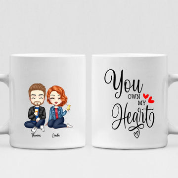 Cute Couple Chibi - " You Own My Heart " Personalized Mug - VIEN-CML-20220225-02