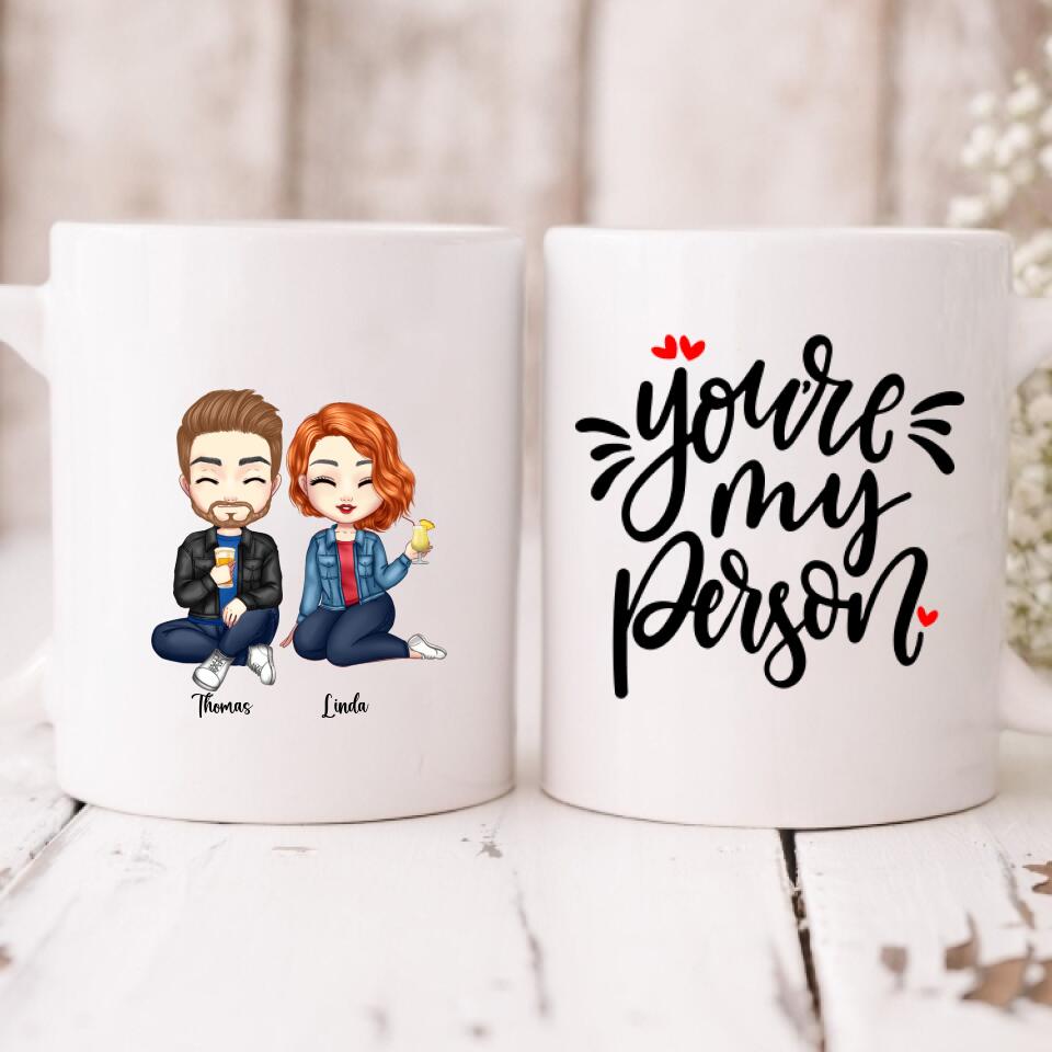 Cute Couple Chibi - " You're My Person " Personalized Mug - VIEN-CML-20220225-02