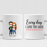 Couple Cute Chibi - " Every Day I Love You More " Personalized Mug - VIEN-CML-20220223-01