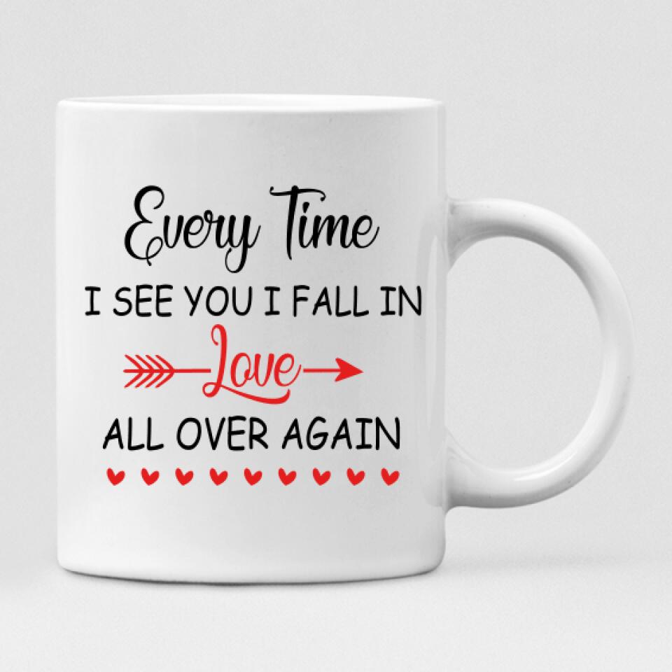 Couple Cute Chibi - " Every Time I See You I Fall In Love All Over Again " Personalized Mug - VIEN-CML-20220223-01