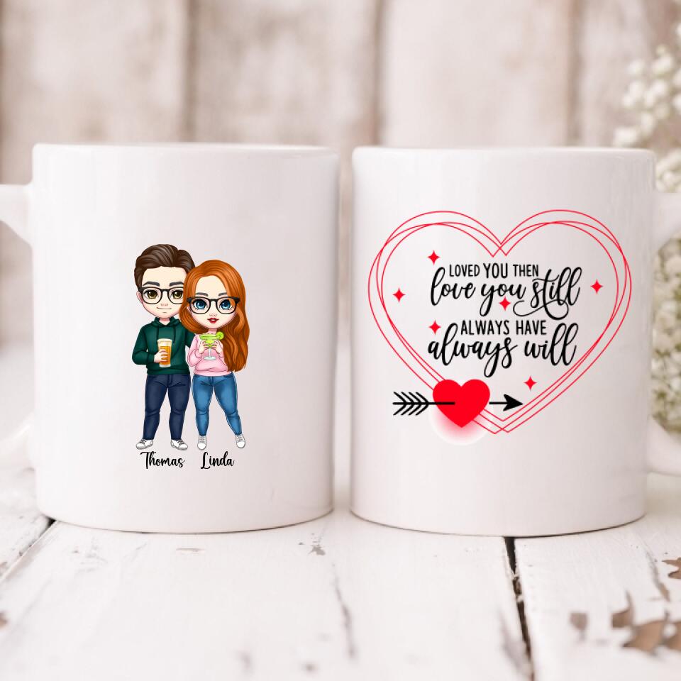 Couple Cute Chibi - " Loved You Then, Love You Still, Always Have, Always Will " Personalized Mug - VIEN-CML-20220223-01