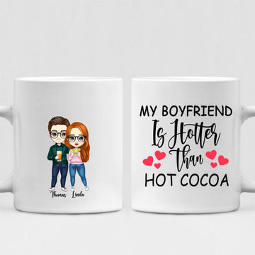 Couple Cute Chibi - " My Boyfriend Is Hotter Than Hot Cocoa " Personalized Mug - VIEN-CML-20220223-01