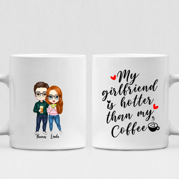Couple Cute Chibi - " My Girlfriend Is Hotter Than My Coffee " Personalized Mug - VIEN-CML-20220223-01