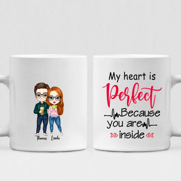 Couple Cute Chibi - " My Heart Is Perfect Because You Are Inside " Personalized Mug - VIEN-CML-20220223-01