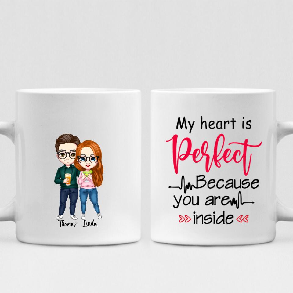 Couple Cute Chibi - " My Heart Is Perfect Because You Are Inside " Personalized Mug - VIEN-CML-20220223-01