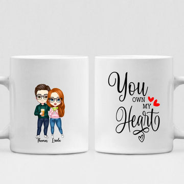 Couple Cute Chibi - " You Own My Heart " Personalized Mug - VIEN-CML-20220223-01