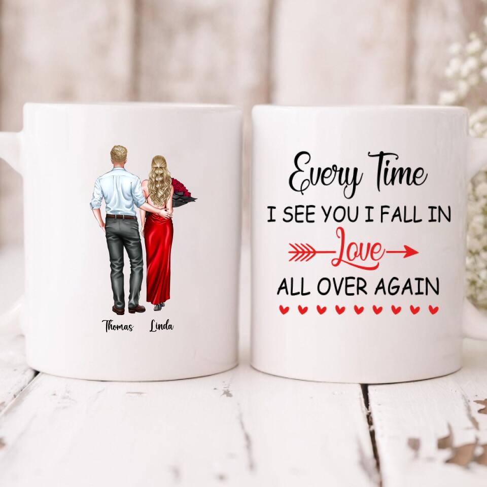 Couple Valentine - " Every Time I See You I Fall In Love All Over Again " Personalized Mug - VIEN-CML-20220113-01
