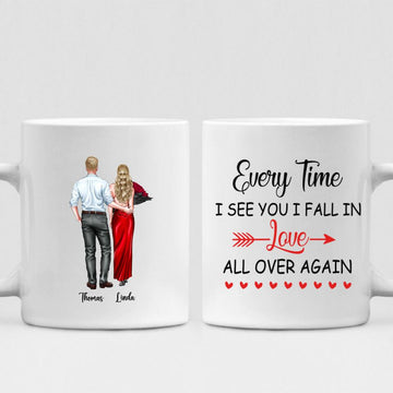 Couple Valentine - " Every Time I See You I Fall In Love All Over Again " Personalized Mug - VIEN-CML-20220113-01