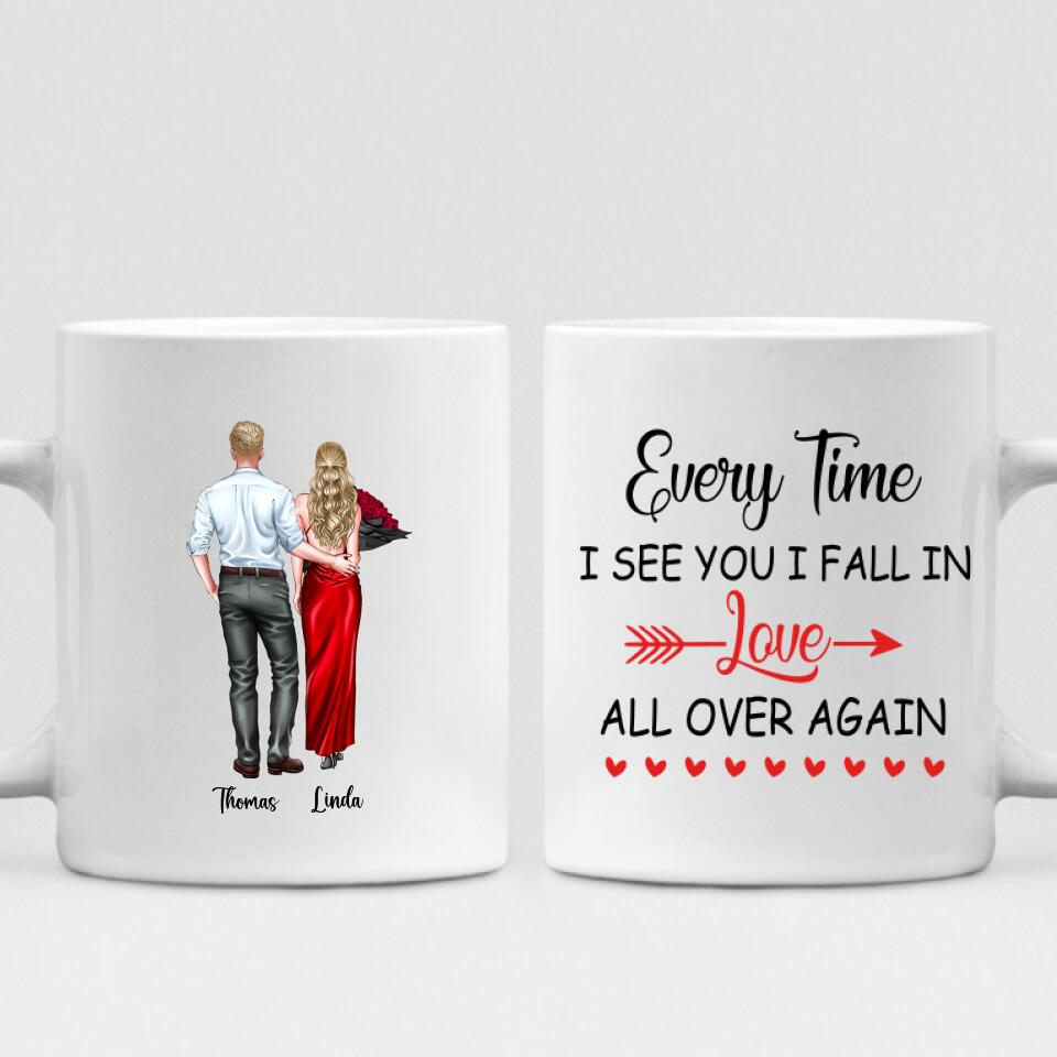 Couple Valentine - " Every Time I See You I Fall In Love All Over Again " Personalized Mug - VIEN-CML-20220113-01