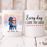 Cute Chibi Winter Couple - " Every Day I Love You More " Personalized Mug - NGUYEN-CML-20220112-03