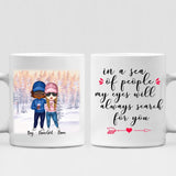 Cute Chibi Winter Couple - " In A Sea Of People My Eyes Will Always Search For You " Personalized Mug - NGUYEN-CML-20220112-03