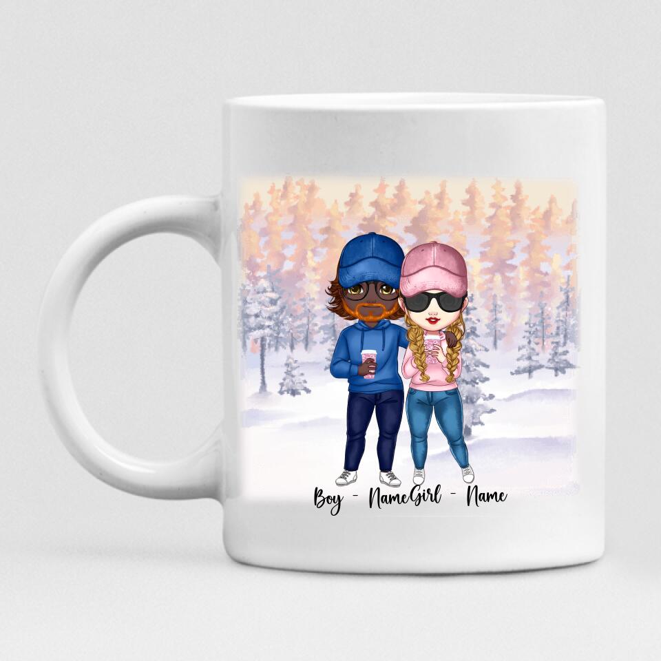Cute Chibi Winter Couple - " My Boyfriend Is Hotter Than Hot Cocoa " Personalized Mug - NGUYEN-CML-20220112-03
