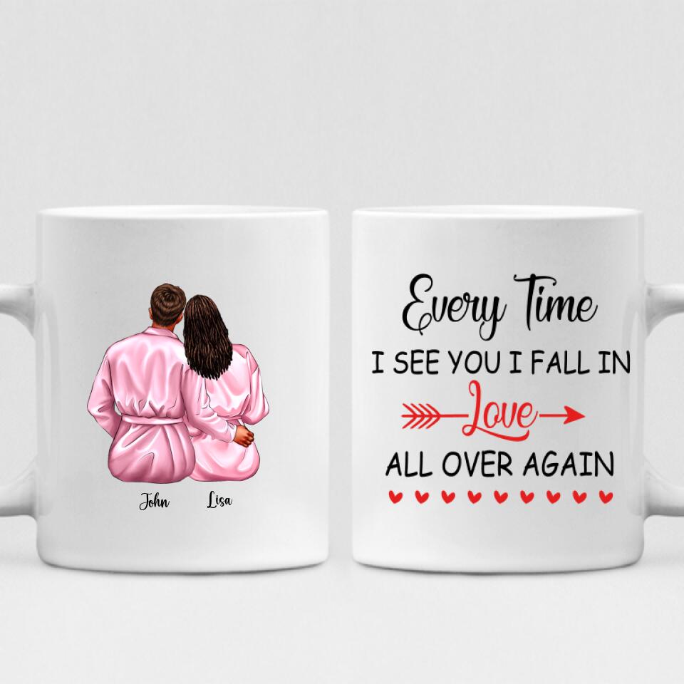 Valentine Couple - " Every Time I See You I Fall In Love All Over Again " Personalized Mug - CUONG-CML-20210117-02