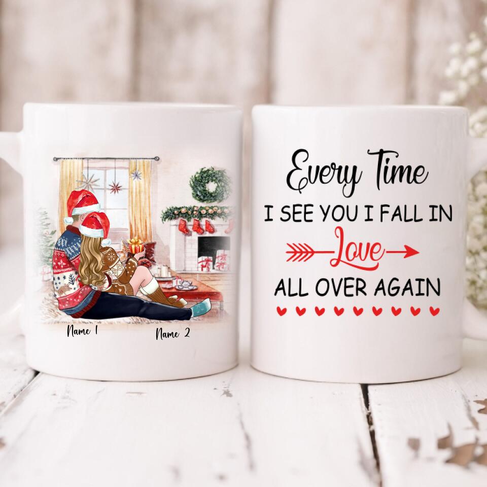 Xmas Couple - " Every Time I See You I Fall In Love All Over Again " Personalized Mug - VUONG - CML-20200105-01