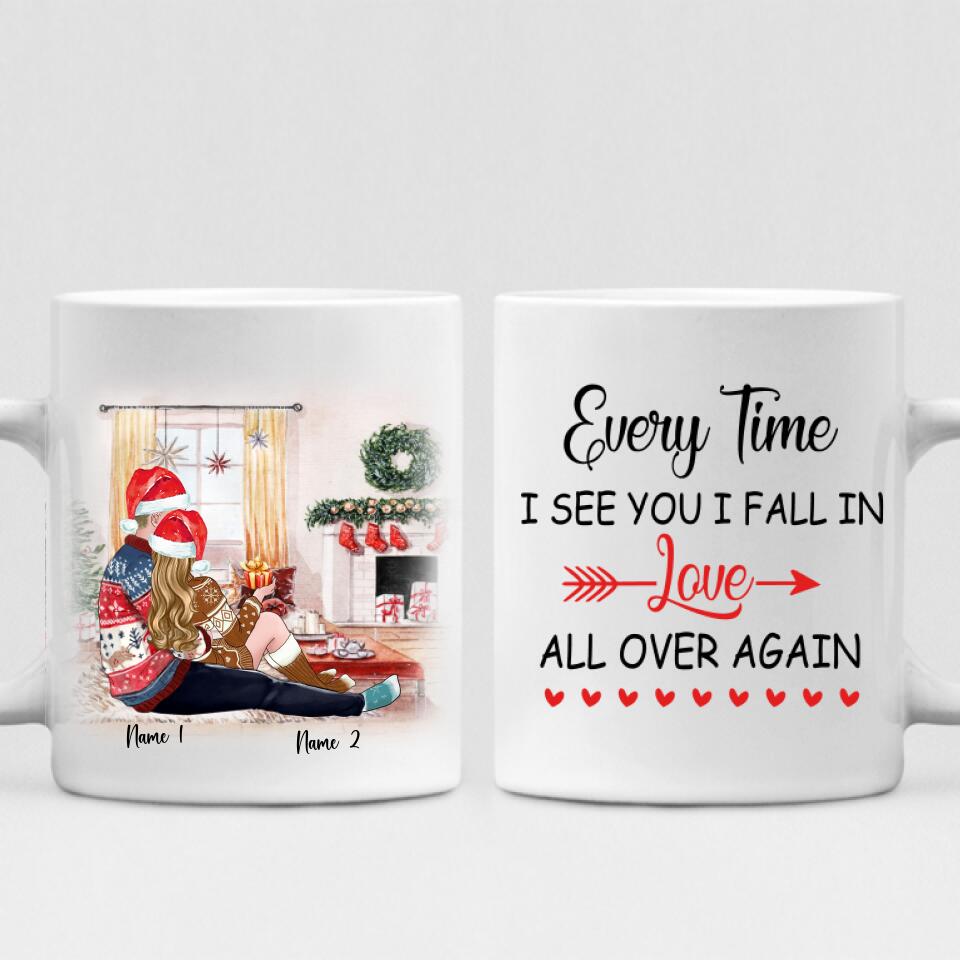 Xmas Couple - " Every Time I See You I Fall In Love All Over Again " Personalized Mug - VUONG - CML-20200105-01