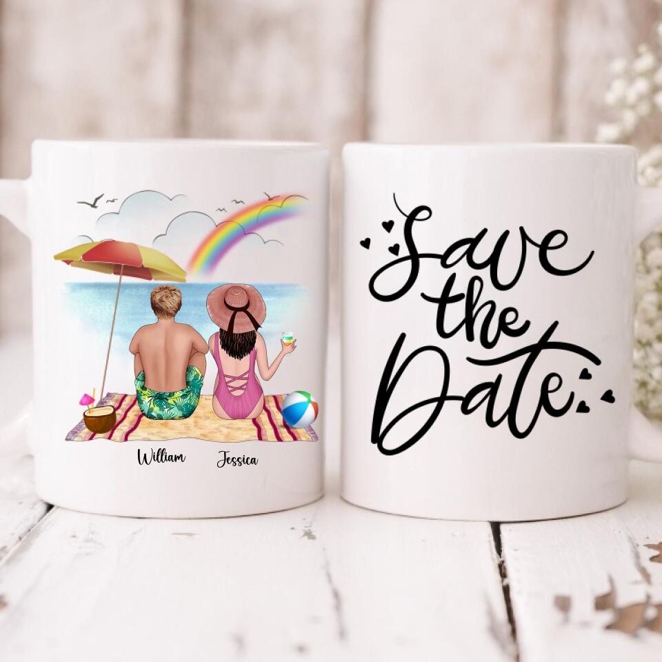 Husband And Wife Enjoying Their Beach - " Save The Date " Personalized Mug - CUONG-CML-20220106-01
