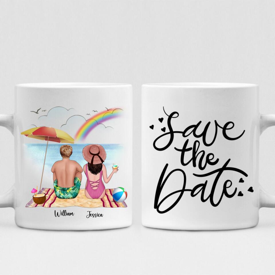 Husband And Wife Enjoying Their Beach - " Save The Date " Personalized Mug - CUONG-CML-20220106-01