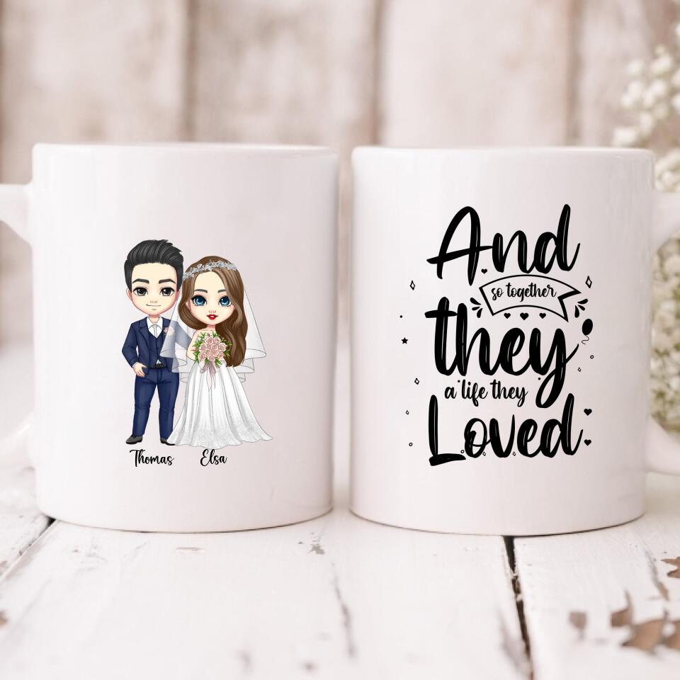 Wedding Cute Chibi - " And So Together They A Life They Loved " Personalized Mug -VIEN-CML-20220222-02