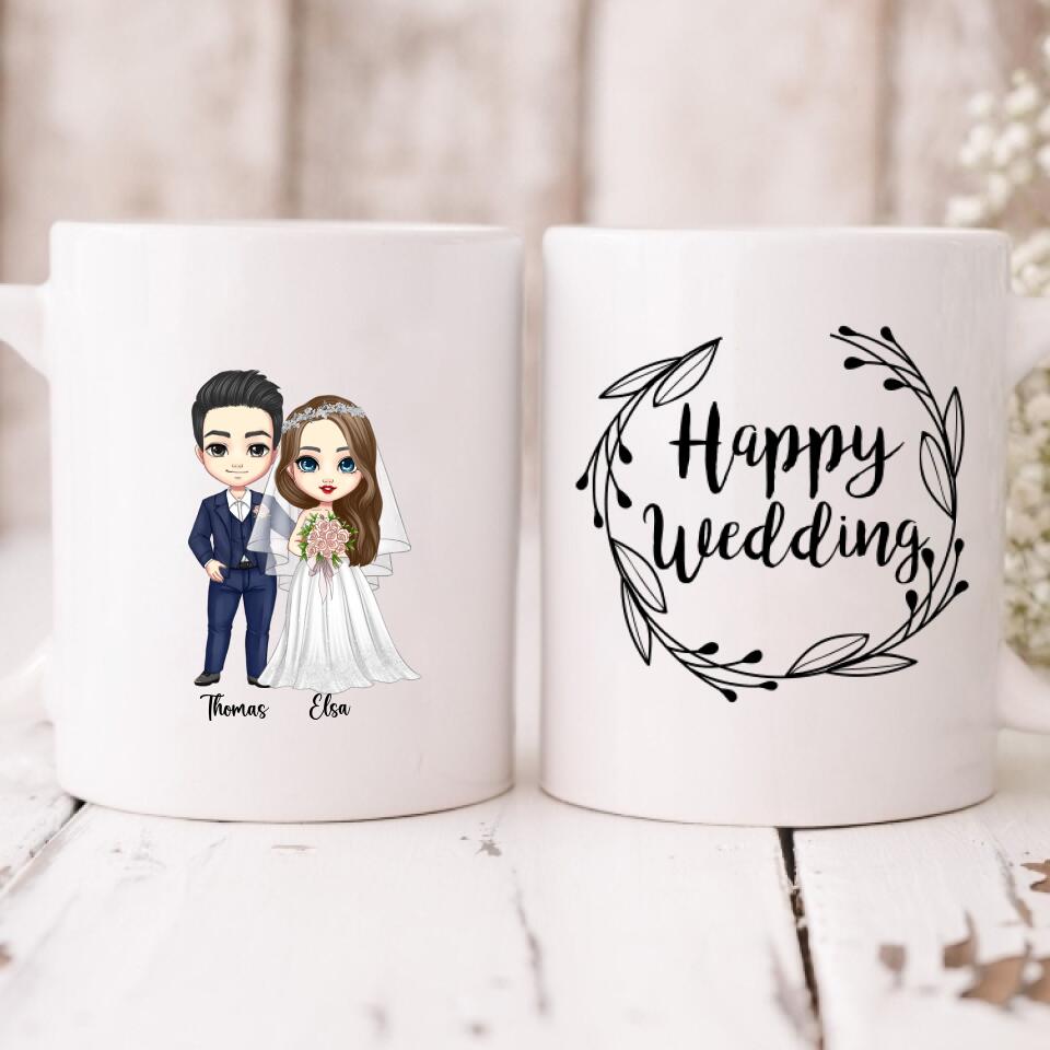 Wedding Cute Chibi - " Happy Wedding " Personalized Mug -VIEN-CML-20220222-02