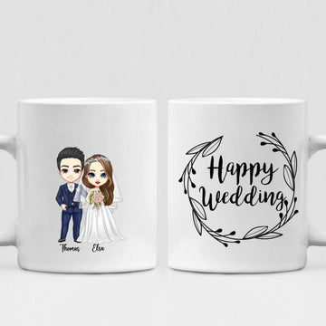 Wedding Cute Chibi - " Happy Wedding " Personalized Mug -VIEN-CML-20220222-02