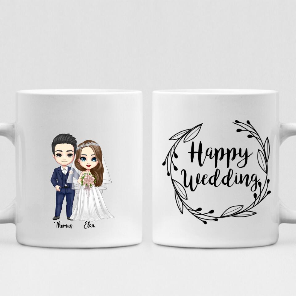 Wedding Cute Chibi - " Happy Wedding " Personalized Mug -VIEN-CML-20220222-02