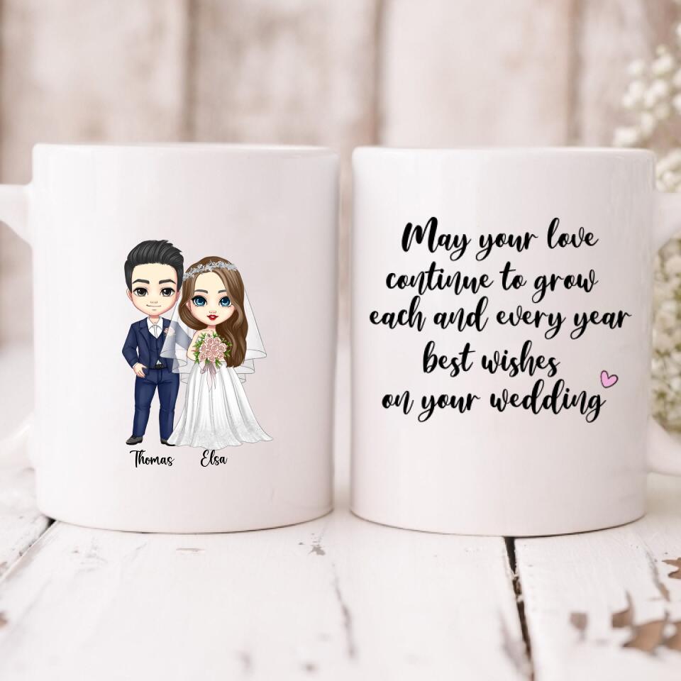 Wedding Cute Chibi - " May Your Love Continue To Grow Each And Every Year Best Wishes On Your Wedding " Personalized Mug -VIEN-CML-20220222-02