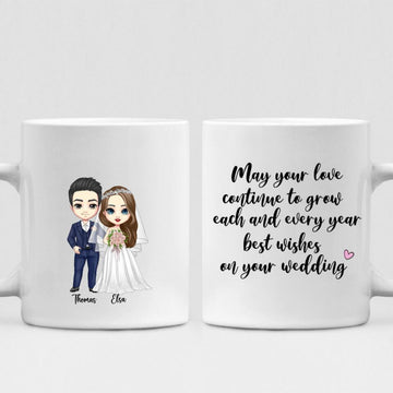 Wedding Cute Chibi - " May Your Love Continue To Grow Each And Every Year Best Wishes On Your Wedding " Personalized Mug -VIEN-CML-20220222-02