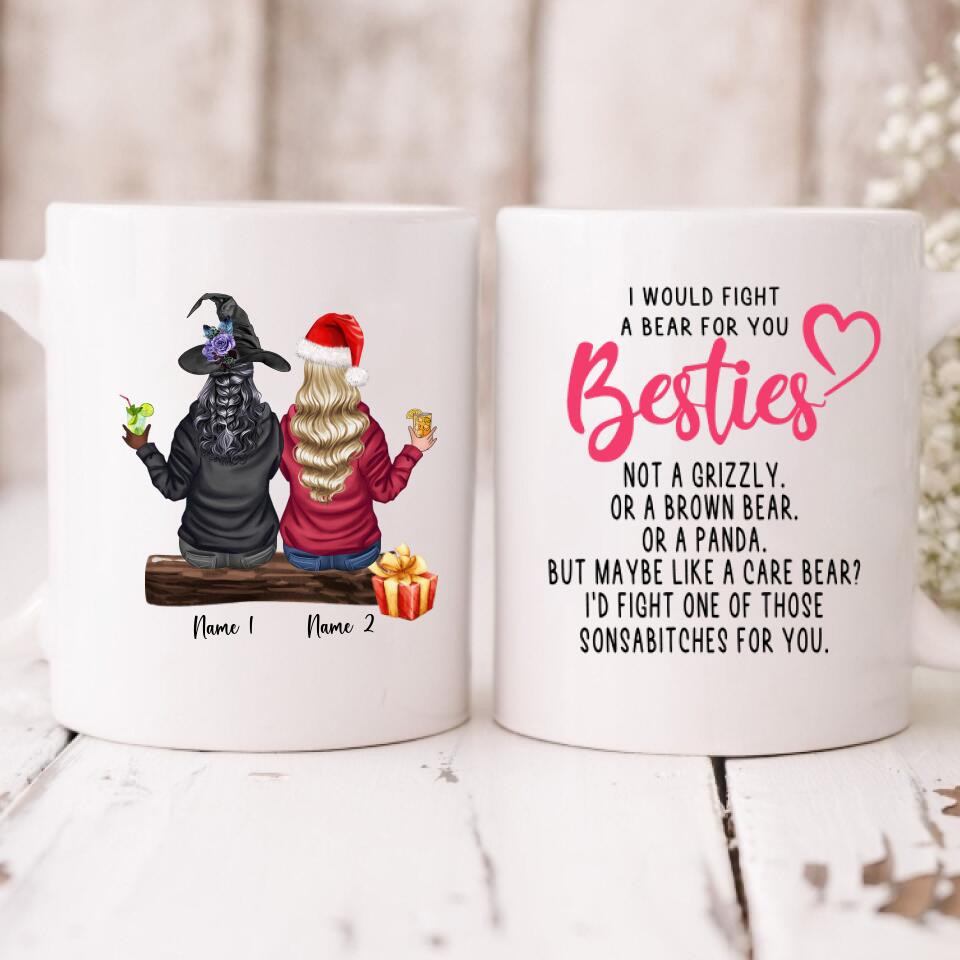 Christmas Halloween Best Friends - " I Would Fight A Bear For You Bestie... " Personalized Mug - NGUYEN-CML-20220111-03