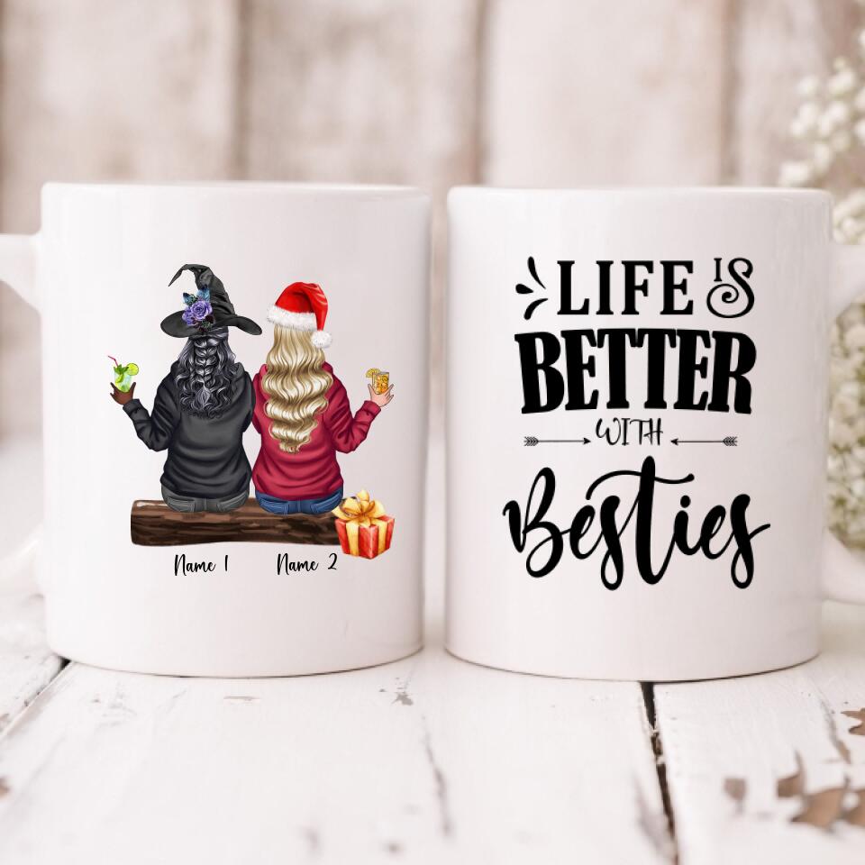 Christmas Halloween Best Friends - " Life Is Better With Besties " Personalized Mug - NGUYEN-CML-20220111-03