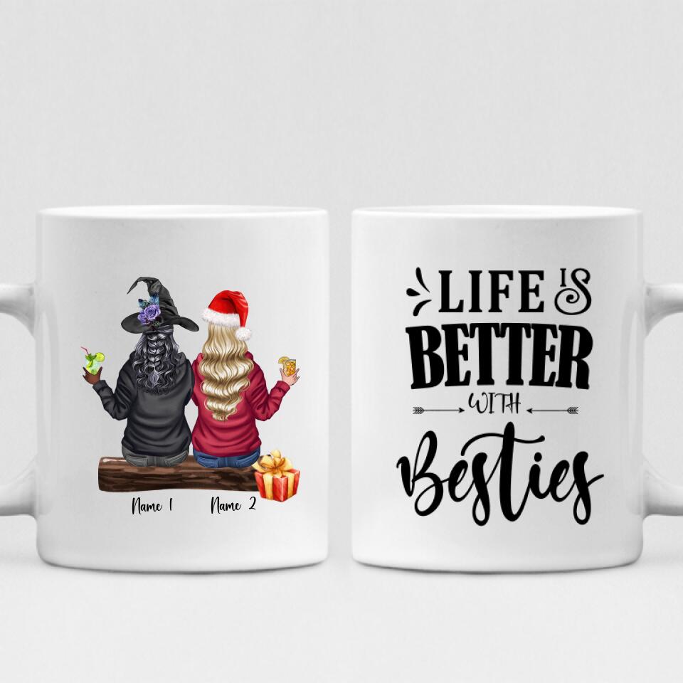 Christmas Halloween Best Friends - " Life Is Better With Besties " Personalized Mug - NGUYEN-CML-20220111-03