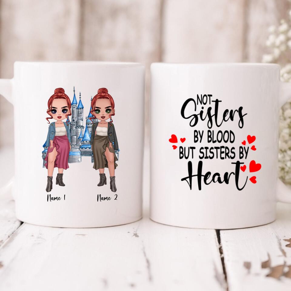 Besties Chibi Cute - " Not Sisters By Bloods But Sisters By Heart " Personalized Mug - NGUYEN-CML-20220106-01