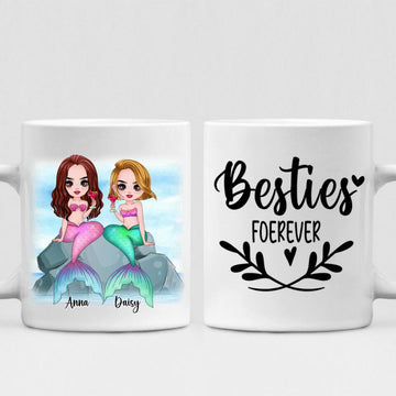 Mermaid Chibi Cute - " Besties Forever " Personalized Mug - VIEN-CML-20220106-01