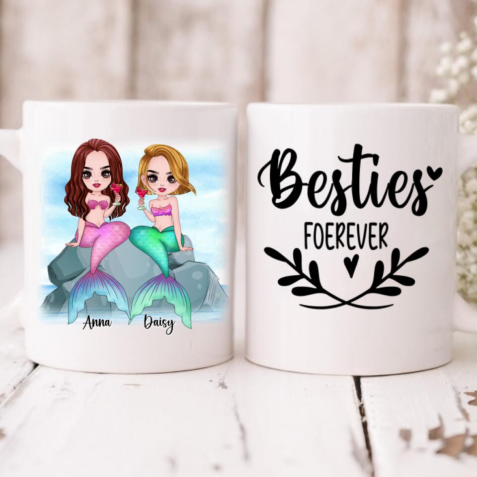 Mermaid Chibi Cute - " Besties Forever " Personalized Mug - VIEN-CML-20220106-01