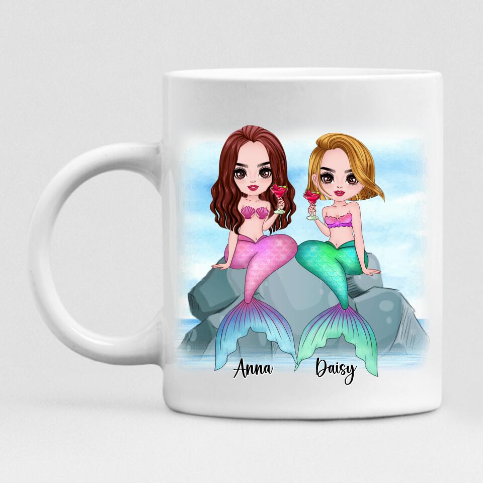 Mermaid Chibi Cute - " Not Sisters By Bloods But Sisters By Heart " Personalized Mug - VIEN-CML-20220106-01